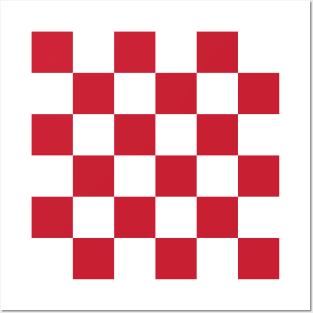 Red and white checkerboard print Posters and Art